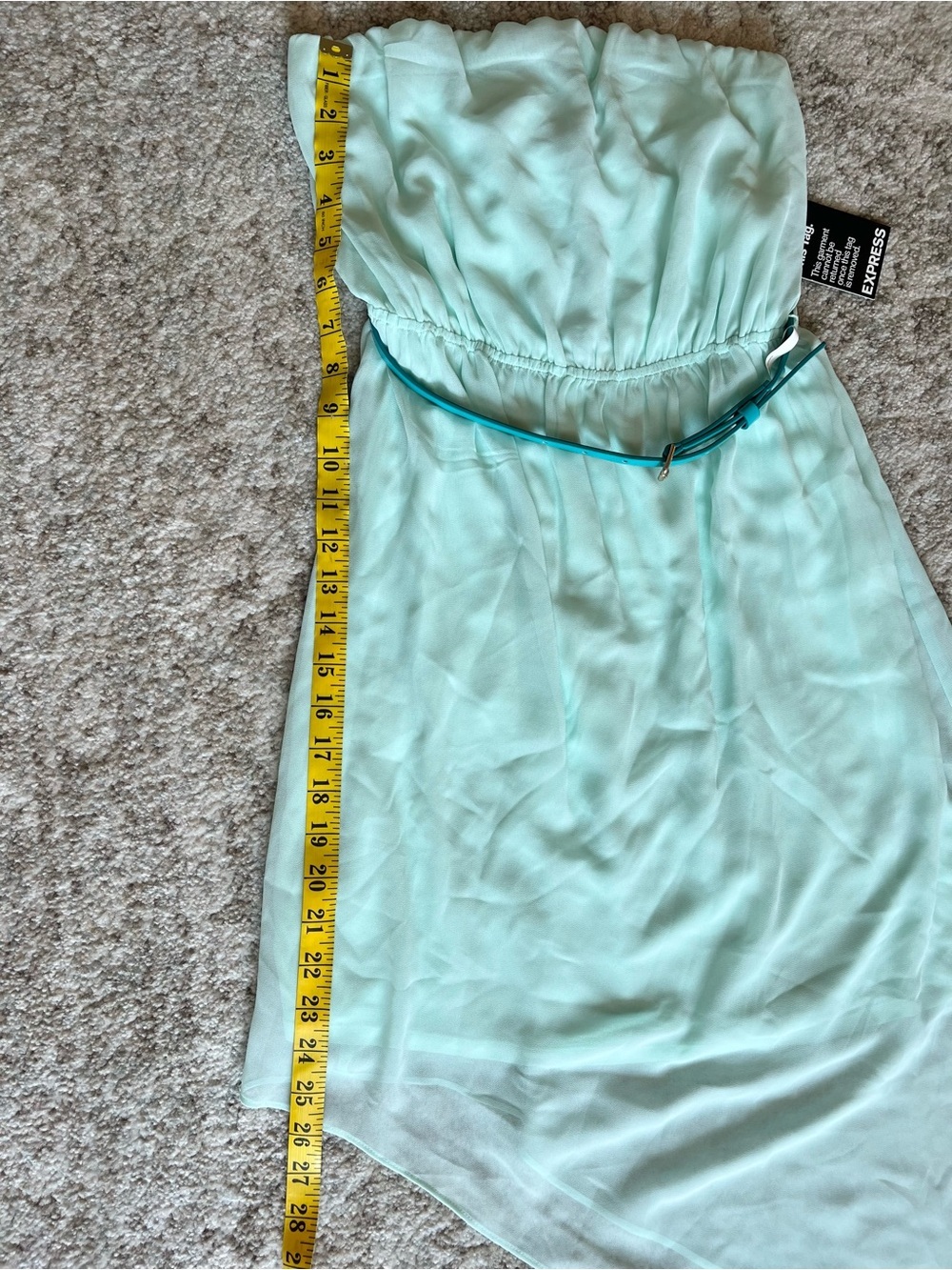 Express Mint Strapless Chiffon Dress with Belt Accent | Women’s XS - Picture 15 of 16